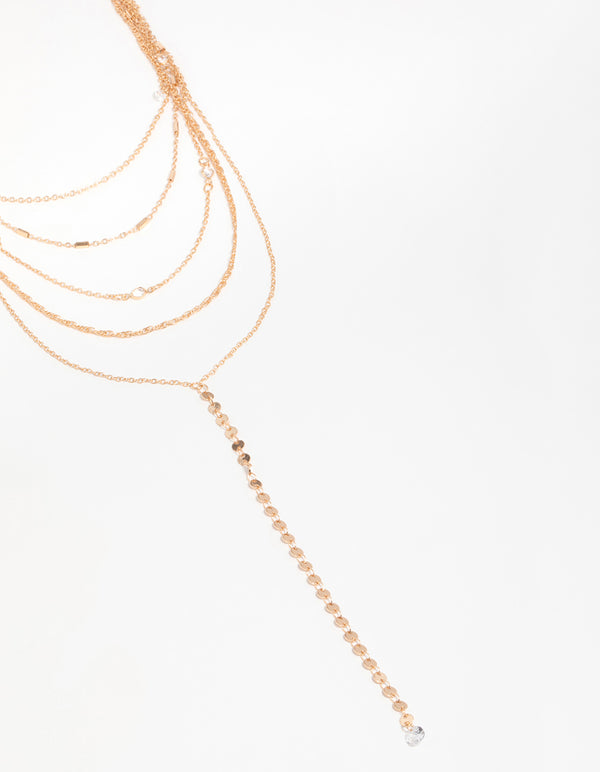Gold Tassel Layered Necklace