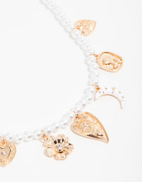 Gold Pearl Celestial Charm Necklace - link has visual effect only