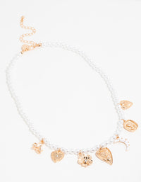 Gold Pearl Celestial Charm Necklace - link has visual effect only