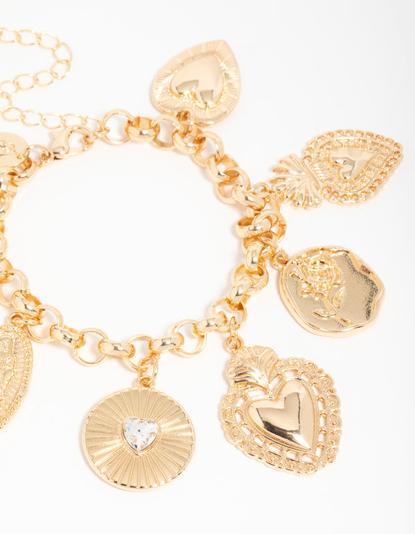 Gold Heart Charm Bracelet