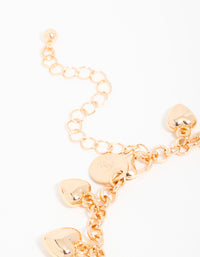 Gold Diamante Heart Charm Bracelet - link has visual effect only