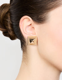 Gold Plated Square Spike Stud Earrings - link has visual effect only