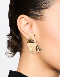 Gold Plated Statement Fan Stud Earrings - link has visual effect only