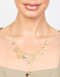 Gold Plated Evil Eye & Sun Charm Pendant Necklace - link has visual effect only