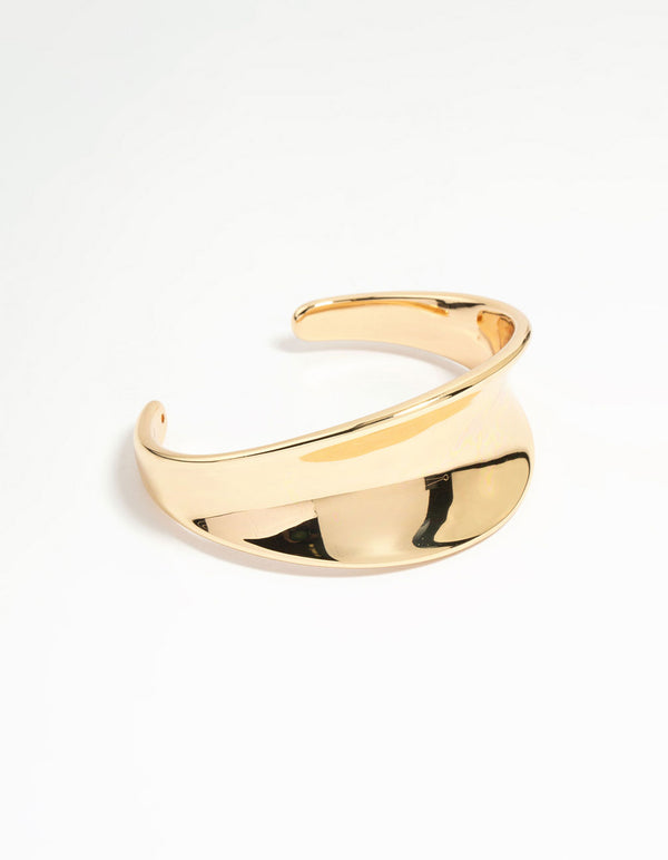 Gold Plated Concave Wrist Cuff
