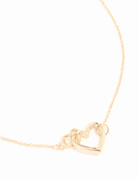 Gold Heart Link Pendant Necklace - link has visual effect only