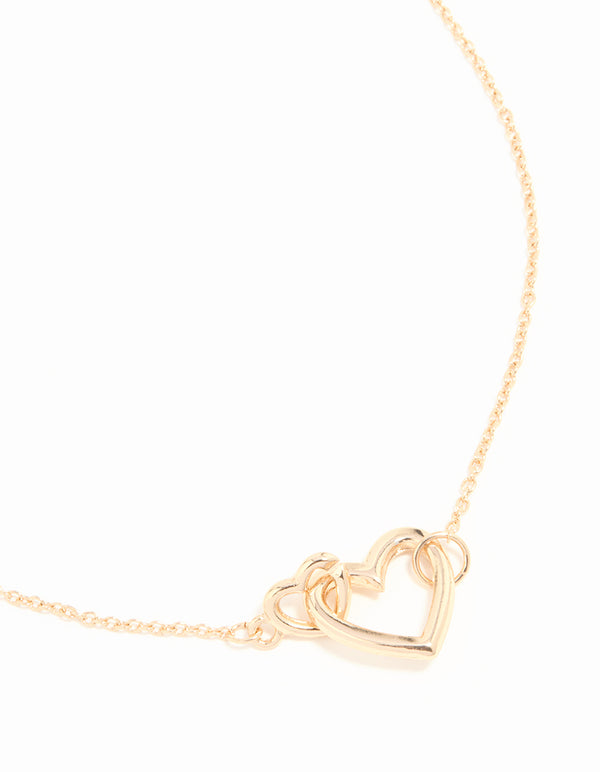 Gold Heart Link Pendant Necklace