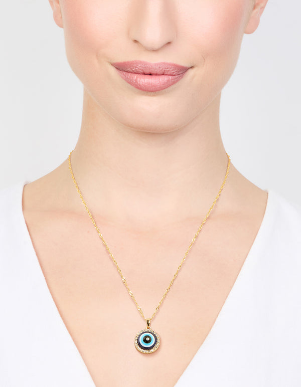 Gold Evil Eye Pendant Necklace