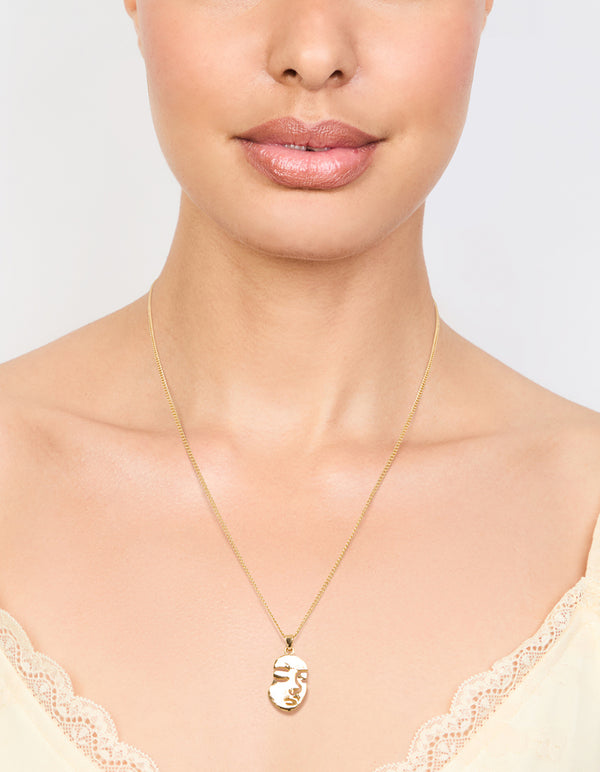 Gold Face Pendant Necklace