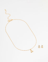 Gold Cherry Necklace & Earrings Set - link has visual effect only