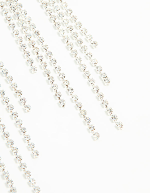 Silver Diamante Rainbow Shaped Cupchain Drop Earrings