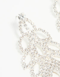 Silver Diamante Large Peacock Feather Drop Earrings - link has visual effect only