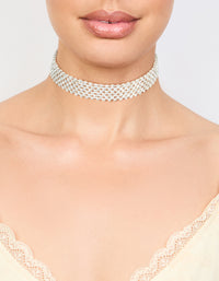 Silver Diamante Classic Choker Necklace - link has visual effect only