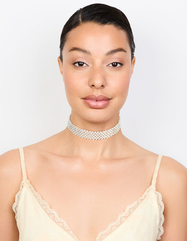 Silver Diamante Classic Choker Necklace