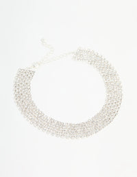 Silver Diamante Classic Choker Necklace - link has visual effect only