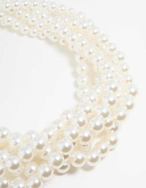 Silver Braided Pearl Layered Necklace
