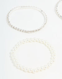 Silver Diamante & Pearl Ball Bracelets 9-Pack - link has visual effect only