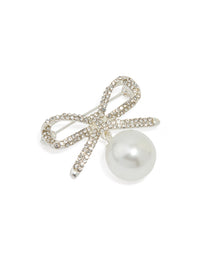Silver Diamante Pearl & Pavé Bow Brooch - link has visual effect only