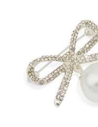 Silver Diamante Pearl & Pavé Bow Brooch - link has visual effect only
