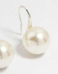 Silver Plated Pearl Hook Drop Earrings - link has visual effect only
