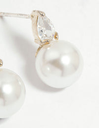 Silver Plated Mini Cubic Zirconia Pearl Drop Earrings - link has visual effect only