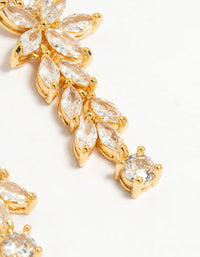 Gold Plated Cubic Zirconia Medium Flower Vine Drop Earrings - link has visual effect only