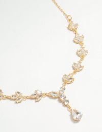 Gold Plated Cubic Zirconia Marquise Vine Y-Necklace - link has visual effect only