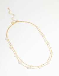Gold Plated Pearl  Layered Necklace - link has visual effect only