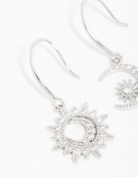 Silver Cubic Zirconia Moon & Sun Drop Earrings - link has visual effect only