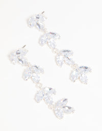 Silver Cubic Zirconia Flower Layered Drop Earrings - link has visual effect only