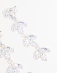 Silver Cubic Zirconia Flower Layered Drop Earrings - link has visual effect only