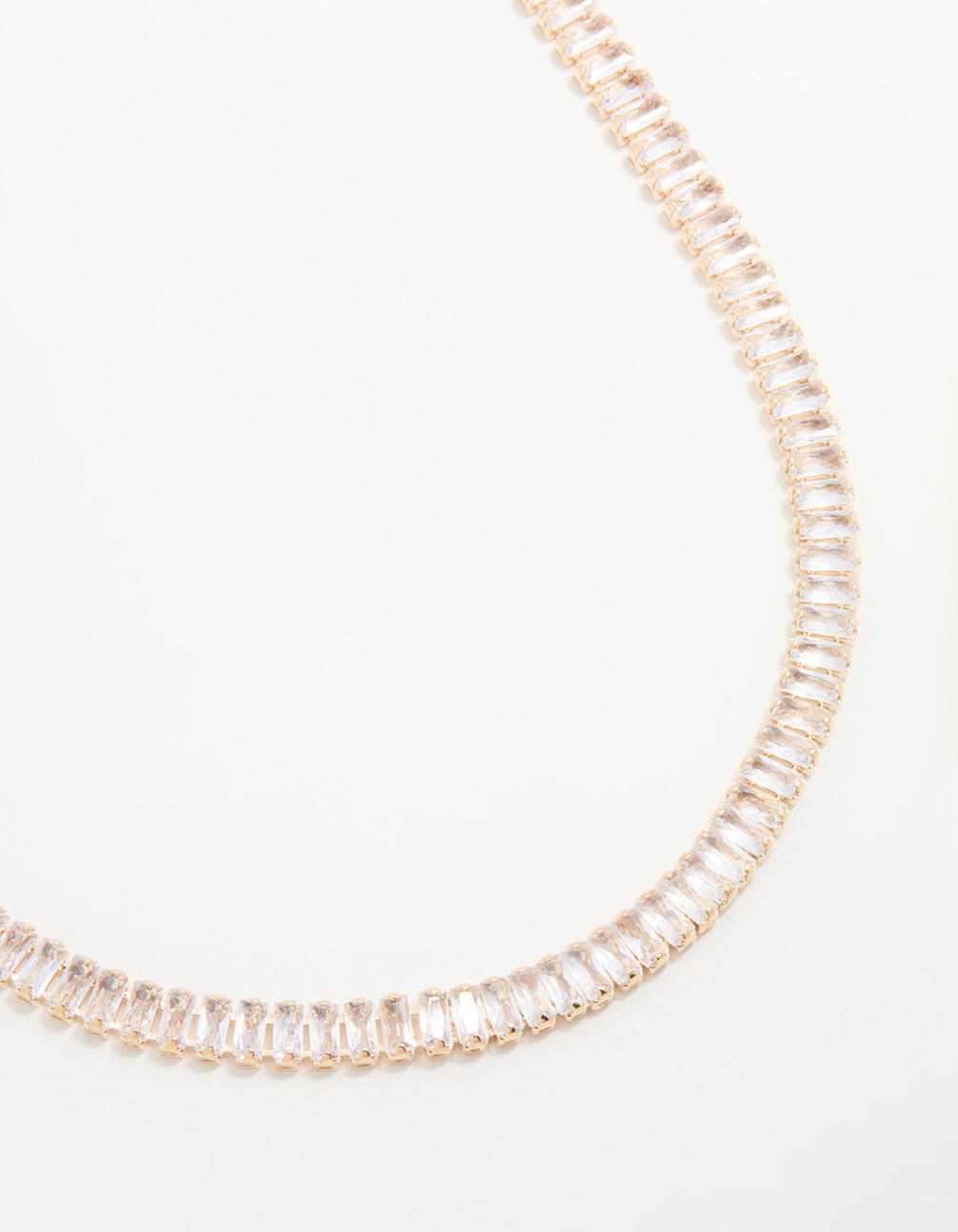 Gold Cubic Zirconia Baguette Short Necklace