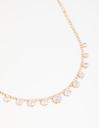 Gold Cubic Zirconia Graduating Round Necklace - link has visual effect only