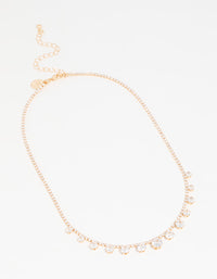 Gold Cubic Zirconia Graduating Round Necklace - link has visual effect only