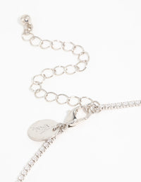 Silver Cubic Zirconia Bow Pendant Necklace - link has visual effect only