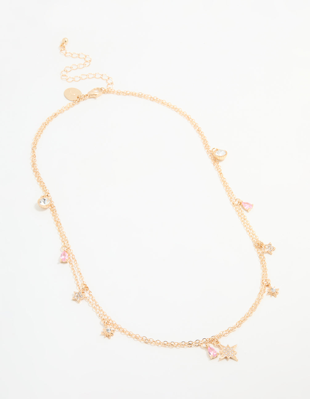 Gold Cubic Zirconia Star Charm Necklace