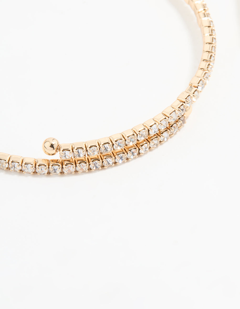 Gold Cubic Zirconia Round Wrist Cuff