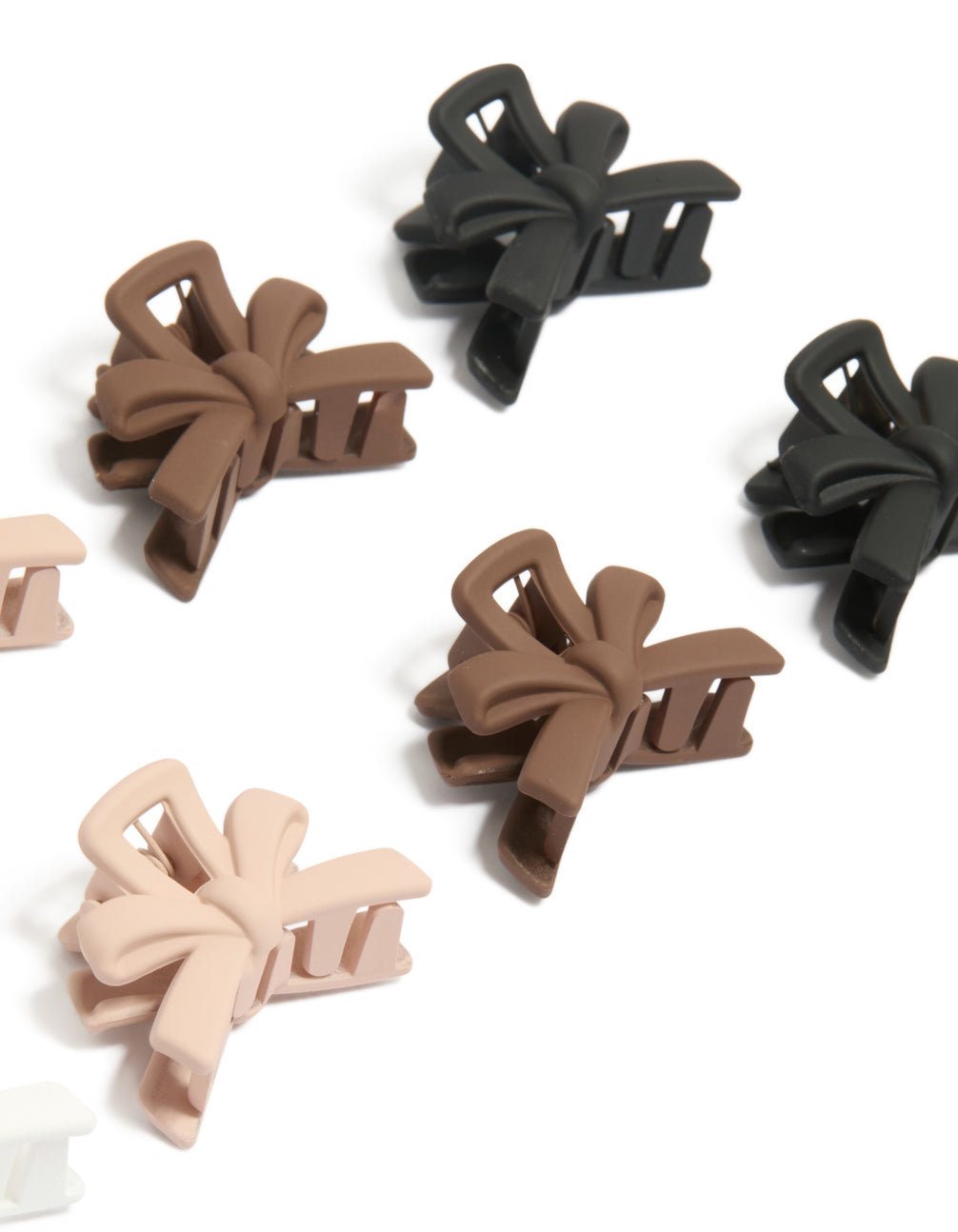Matte Neutral Min Bow Claw Clips 10-Pack