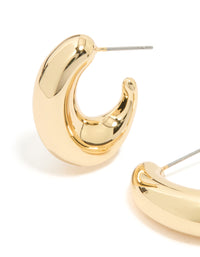 Gold Plated Brass Elongated Chunky Hoop Earrings - link has visual effect only