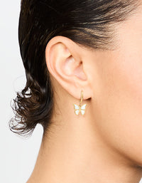 Waterproof Gold Plated Stainless Steel Butterfly Hoop Earrings - link has visual effect only