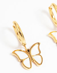 Waterproof Gold Plated Stainless Steel Butterfly Hoop Earrings - link has visual effect only