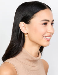 Waterproof Gold Plated Stainless Steel Diamante Horseshoe Hoop Earrings - link has visual effect only