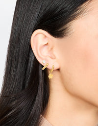 Waterproof Gold Plated Stainless Steel Clover Clean Earrings 3-Pack - link has visual effect only