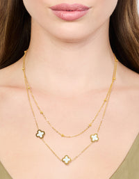 Waterproof Gold Plated Stainless Steel Flower Layered Necklace - link has visual effect only