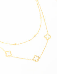 Waterproof Gold Plated Stainless Steel Flower Layered Necklace - link has visual effect only