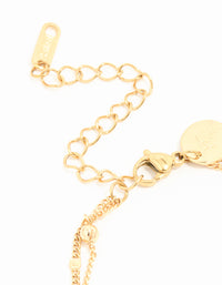 Waterproof Gold Plated Stainless Steel Black Enamel Flower Layered Bracelet - link has visual effect only