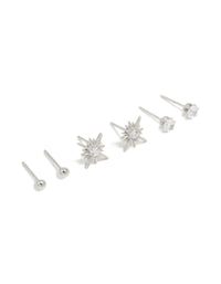 Waterproof Stainless Steel Celestial Stud Earrings Pack - link has visual effect only