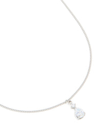 Waterproof Stainless Steel Cubic Zirconia Pear Pendant Necklace - link has visual effect only