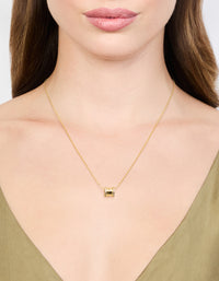 Waterproof Gold Plated Stainless Steel Cubic Zirconia Rondell Pendant Necklace - link has visual effect only