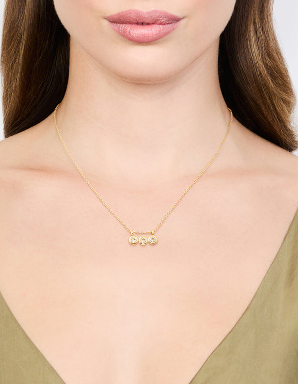 Waterproof Gold Plated Glass Circle Pendants Necklace